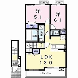 ボスカート　Ｋ．III 2階2LDKの間取り