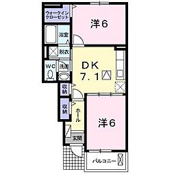 アイリスA 2DKの間取図画像