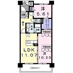 レジレンスルーイヒ 2LDKの間取図画像