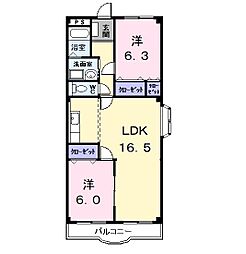 プレステージ大宮司 2LDKの間取図画像