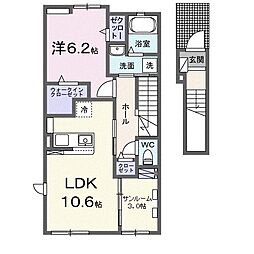 オーブ 1LDKの間取図画像