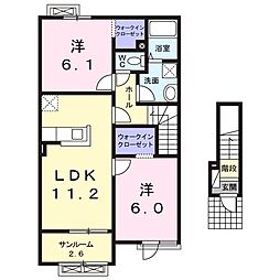 サニーセイバリ1 2LDKの間取図画像