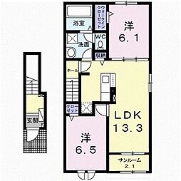グランデOS1 2LDKの間取図画像
