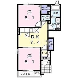 グランツオーヴェル1 2DKの間取図画像