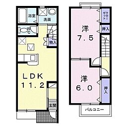 リバーアイランド1 2LDKの間取図画像