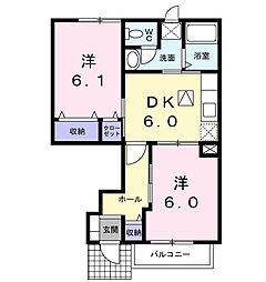 アルファードハイツ 2DKの間取図画像