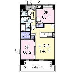 ホワイトヒルズドリーバーデン 2LDKの間取図画像