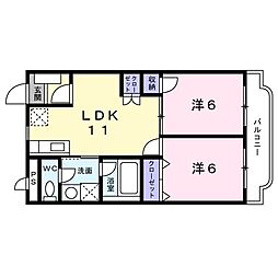 サンフラワー 2LDKの間取図画像