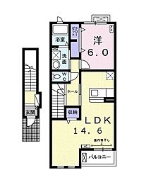アクティブイワサキA 1LDKの間取図画像
