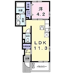 カーサエム 1LDKの間取図画像