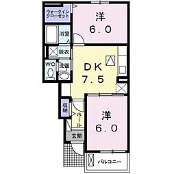 ラッフィナートカーサB 2DKの間取図画像