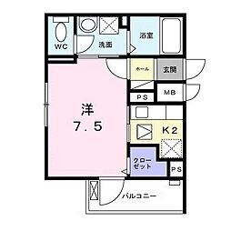 クロワール 1Kの間取図画像