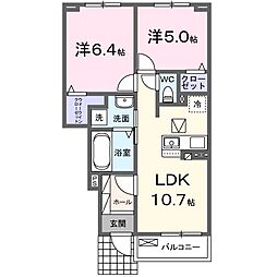 六角Step 2LDKの間取図画像