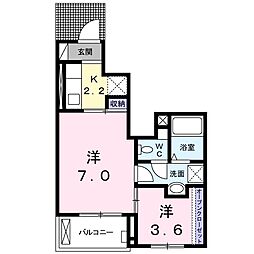 ベルフローラル 2Kの間取図画像