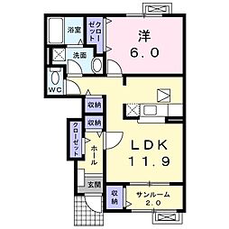 グランジュテ 1LDKの間取図画像