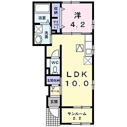ブライハイド 1LDKの間取図画像