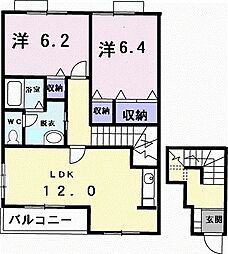 ソレアードB 2LDKの間取図画像