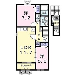 サウスT.S2 2LDKの間取図画像