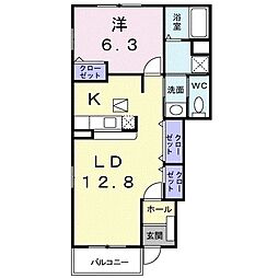 ドーン岩田町 1LDKの間取図画像