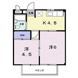 幕山トップハイツ 2Kの間取図画像