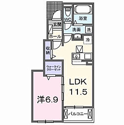 カーサミオ2 1LDKの間取図画像