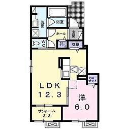 クレメント　アシオ 1階1LDKの間取り
