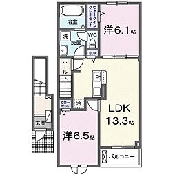 半田市板山町9丁目アパート 2LDKの間取図画像