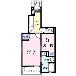 メゾンジュネス 1Kの間取図画像