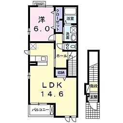 レイクサイドコート 1LDKの間取図画像