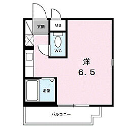 マーシモラール宮本 2階ワンルームの間取り