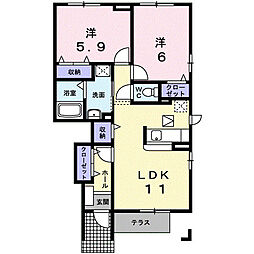 セイバリーB 2LDKの間取図画像