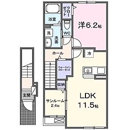 カーサエテルノC 1LDKの間取図画像