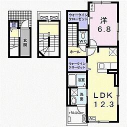 岐阜市茜部菱野2丁目アパート 1LDKの間取図画像