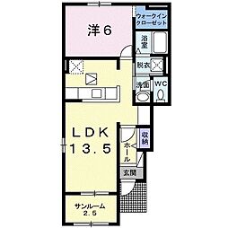 サンリット2 1LDKの間取図画像