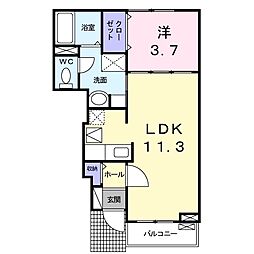 ビエングランデB 1LDKの間取図画像