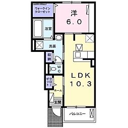ソレイユ1 1LDKの間取図画像