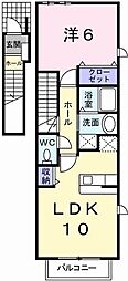 メゾン・エスターブルB 1LDKの間取図画像