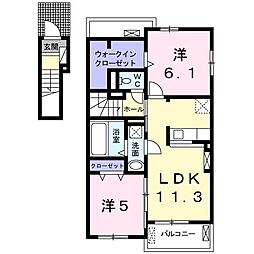 エーケープレミールC 2LDKの間取図画像