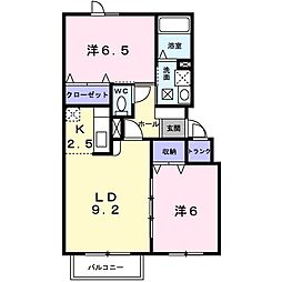 サンリットB 2LDKの間取図画像