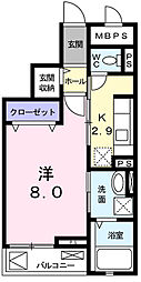 サニーガーデン 1Kの間取図画像