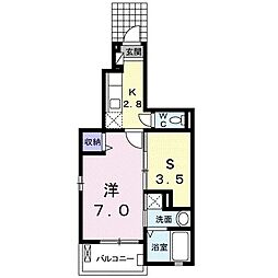 シャンドゥフルール2 1SKの間取図画像