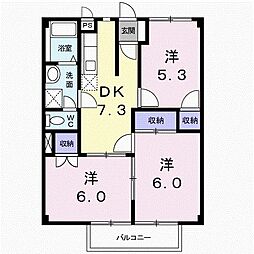 カーサ稲葉 3DKの間取図画像