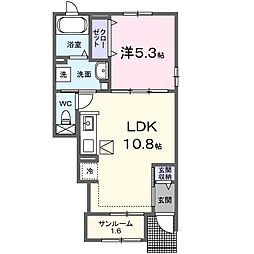 ドリーマII 1階1LDKの間取り