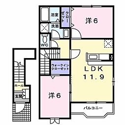 ベル・ソレイユB 2LDKの間取図画像