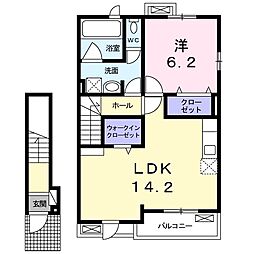 ブリリアント 1LDKの間取図画像
