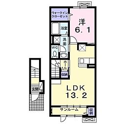 シャルマンIII 2階1LDKの間取り