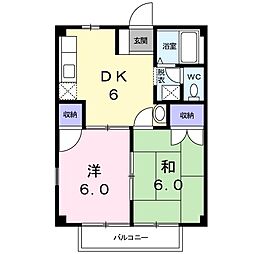 グリーンハイツＡ 1階2DKの間取り