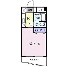 エスポワールさとう 3階1Kの間取り