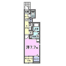 グレイス古川 1階1Kの間取り