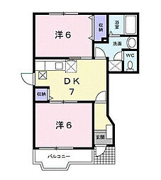 ソレアードA 2DKの間取図画像